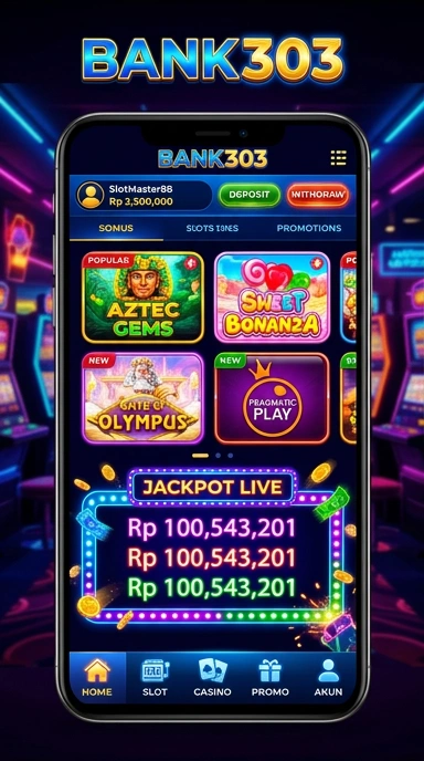 Screenshot antarmuka pengguna bank303 yang menarik.
